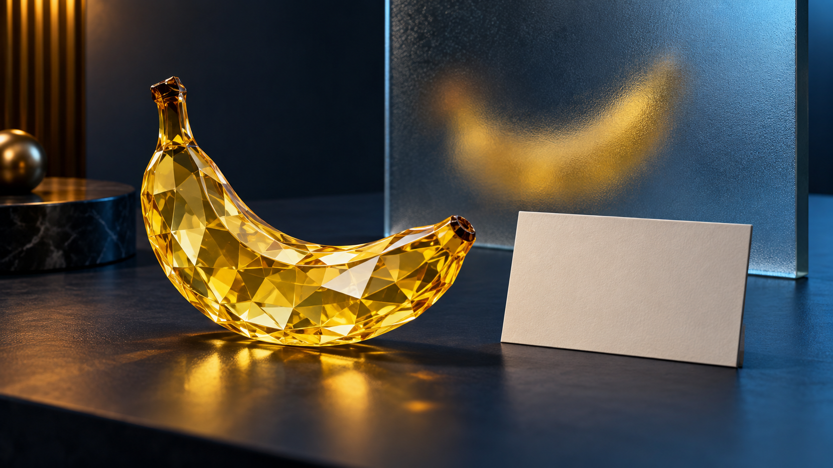Redakcyjna ilustracja banana nawiązująca do nazewnictwa modeli Nano Banana